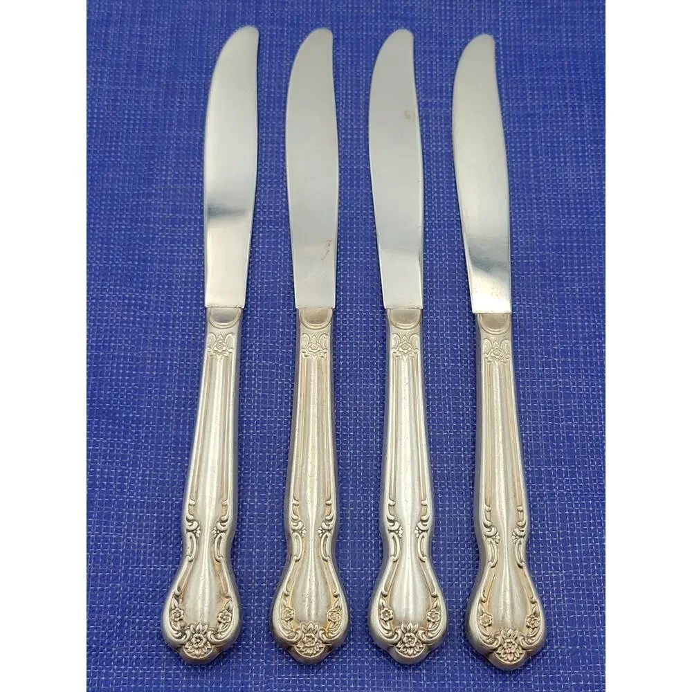 Rogers Brothers Daybreak Elegant Lady 4 Dinner Knives Reinforced Plate IS